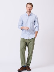 Aubin Blue Stripe Chase Poplin 100% Cotton Shirt - Image 6 of 7