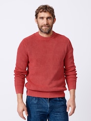 Aubin Blue Martin Ribbed Crew 100% Cotton Jumper - Image 1 of 6