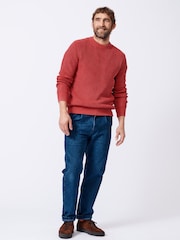 Aubin Blue Martin Ribbed Crew 100% Cotton Jumper - Image 3 of 6