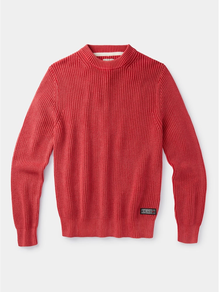 Aubin Blue Martin Ribbed Crew 100% Cotton Jumper - Image 6 of 6