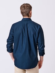 Aubin Blue Navy Chase Poplin 100% Cotton Shirt - Image 5 of 7