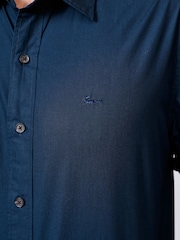 Aubin Blue Navy Chase Poplin 100% Cotton Shirt - Image 7 of 7