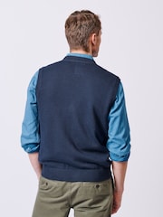 Aubin Blue Croyland Cable 100% Organic Cotton Waistcoat - Image 2 of 5