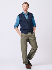 Aubin Blue Croyland Cable 100% Organic Cotton Waistcoat - Image 3 of 5
