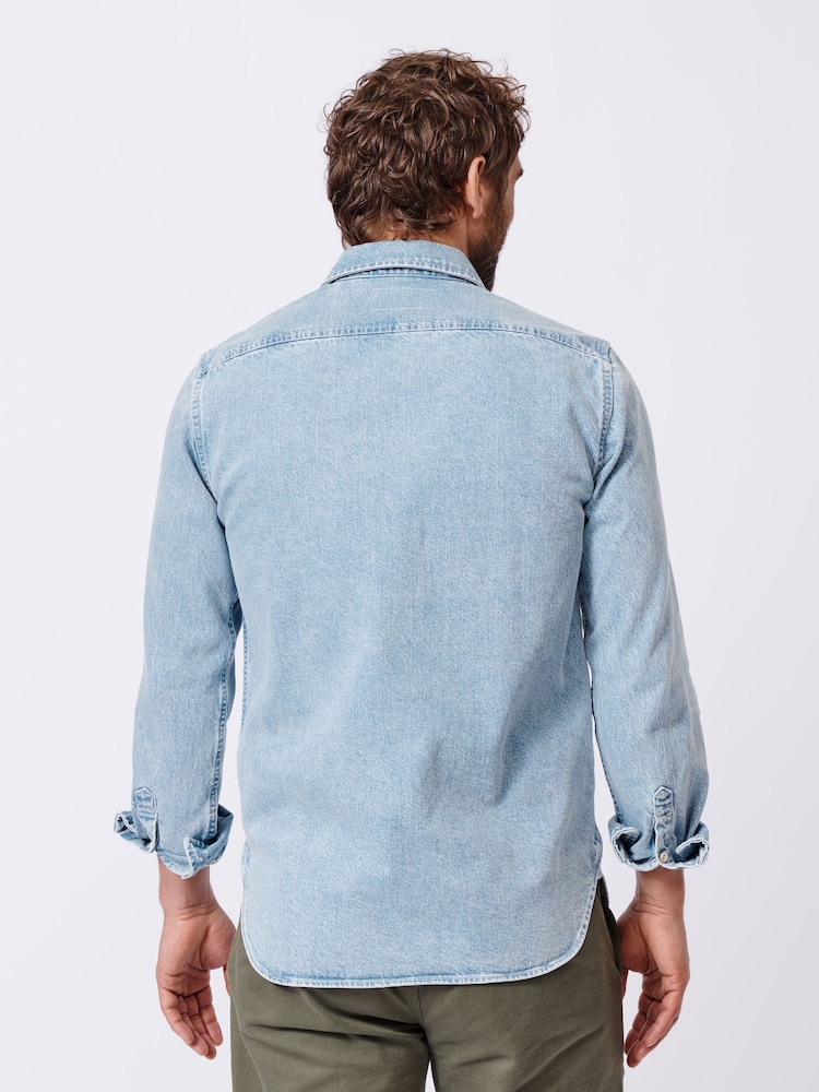 Aubin Blue Detuyll Selvedge 100% Cotton Denim Shirt - Image 2 of 7