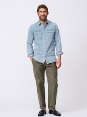 Aubin Blue Detuyll Selvedge 100% Cotton Denim Shirt - Image 3 of 7