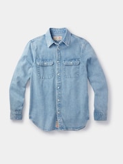 Aubin Blue Detuyll Selvedge 100% Cotton Denim Shirt - Image 7 of 7