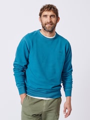 Aubin Blue Vestry Crew 100% Cotton Sweatshirt - Image 1 of 5