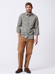 Aubin Green Buckingham 100% Cotton Overshirt - Image 3 of 7
