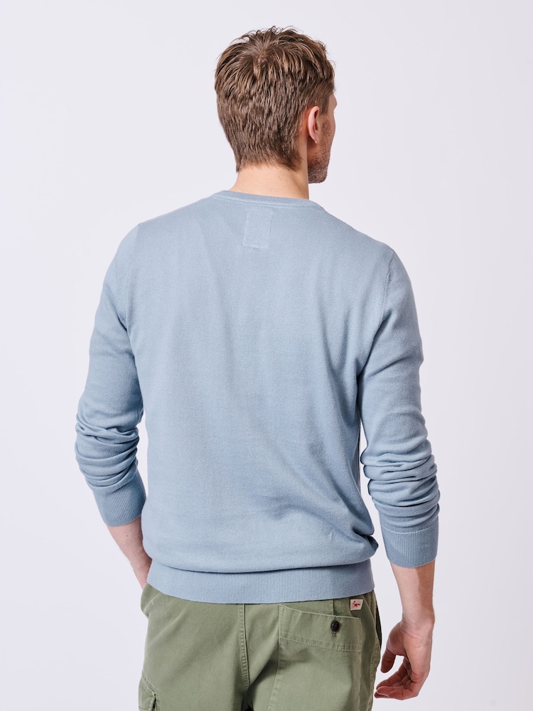 Aubin Blue Raven Cotton Crew Neck 100% Cotton Jumper - Image 2 of 6