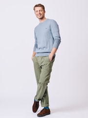 Aubin Blue Raven Cotton Crew Neck 100% Cotton Jumper - Image 3 of 6