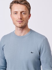 Aubin Blue Raven Cotton Crew Neck 100% Cotton Jumper - Image 4 of 6