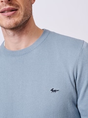 Aubin Blue Raven Cotton Crew Neck 100% Cotton Jumper - Image 5 of 6