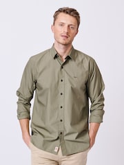 Aubin Green Chase Poplin 100% Cotton Shirt - Image 1 of 7