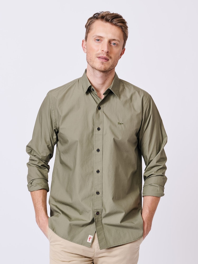 Aubin Green Chase Poplin 100% Cotton Shirt - Image 1 of 7