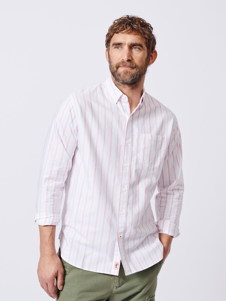 Aubin Pink Aldridge Oxford Button Down 100% Cotton Shirt - Image 1 of 6