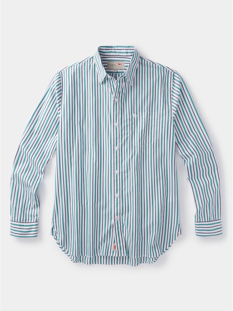 Aubin Blue Gladstone Poplin 100% Cotton Shirt - Image 7 of 7