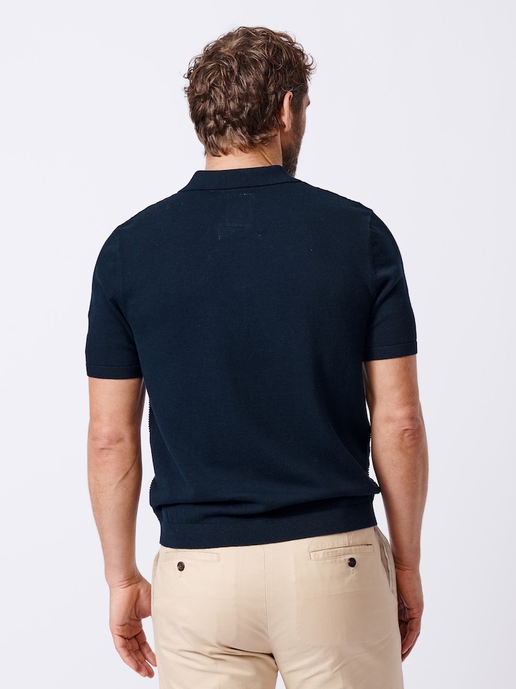 Aubin Ponton Textured 100% Cotton Polo Shirt - Image 2 of 6