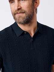 Aubin Ponton Textured 100% Cotton Polo Shirt - Image 4 of 6
