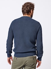 Aubin Blue Martin Ribbed Crew 100% Cotton Jumper - Image 2 of 7