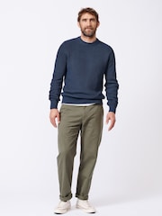 Aubin Blue Martin Ribbed Crew 100% Cotton Jumper - Image 3 of 7