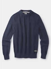 Aubin Blue Martin Ribbed Crew 100% Cotton Jumper - Image 6 of 7