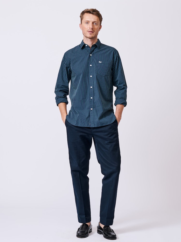 Aubin Blue Gladstone Poplin 100% Cotton Shirt - Image 3 of 7