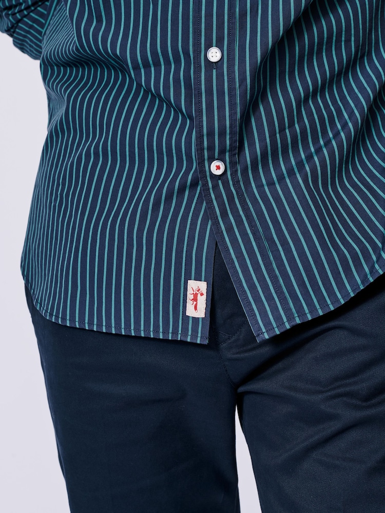 Aubin Blue Gladstone Poplin 100% Cotton Shirt - Image 5 of 7