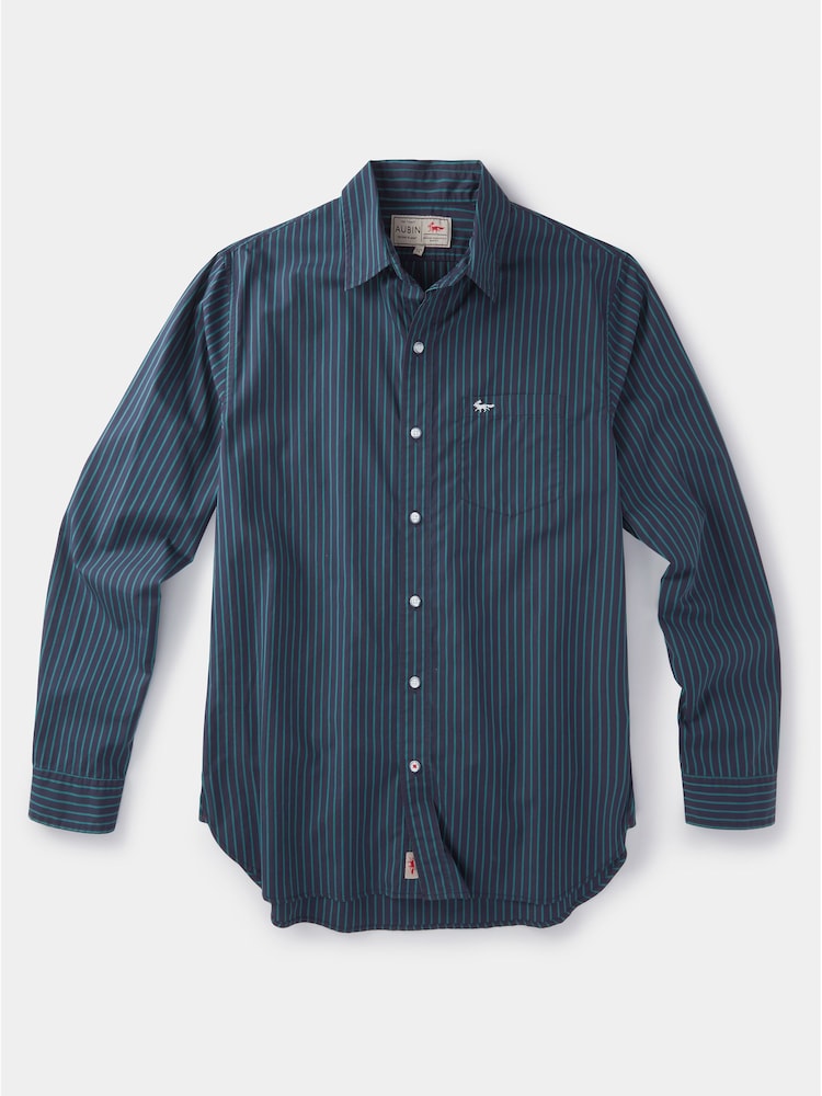 Aubin Blue Gladstone Poplin 100% Cotton Shirt - Image 7 of 7