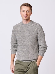 Жовтий - Aubin синій Martin Ribbed круглий виріз 100% Cotton джемпер - Image 1 of 7