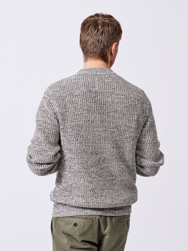 Жовтий - Aubin синій Martin Ribbed круглий виріз 100% Cotton джемпер - Image 2 of 7