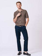 Aubin Brown Keats Button Through 100% Cotton Polo Shirt - Image 3 of 6