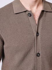 Aubin Brown Keats Button Through 100% Cotton Polo Shirt - Image 4 of 6