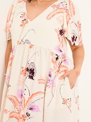 FatFace Marlowe Ivory Gathered Sleeve Printed Dress - Image 12 of 13
