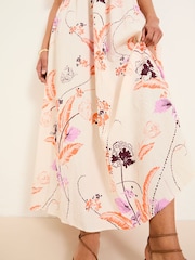 FatFace Marlowe Ivory Gathered Sleeve Printed Dress - Image 7 of 13