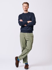 Aubin Blue Navy Raven Cotton Crew Neck 100% Cotton Jumper - Image 3 of 5