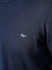 Aubin Blue Navy Raven Cotton Crew Neck 100% Cotton Jumper - Image 5 of 5