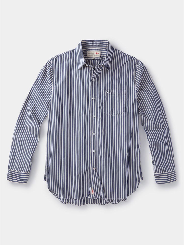 Aubin Blue Gladstone Poplin 100% Cotton Shirt - Image 7 of 7