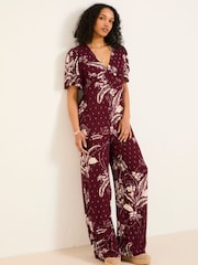FatFace Azalea Claret Floral Print Jumpsuit - Image 2 of 16