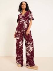FatFace Azalea Claret Floral Print Jumpsuit - Image 5 of 16