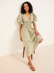 FatFace Tabitha Sage Green Textured Dress - Image 2 of 9