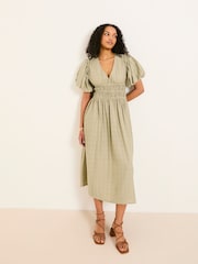 FatFace Tabitha Sage Green Textured Dress - Image 5 of 9