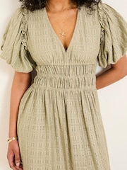 FatFace Tabitha Sage Green Textured Dress - Image 7 of 9