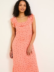 FatFace Sloane Coral Pink Scoop Neck Printed Dress - Image 11 of 14