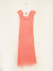 FatFace Sloane Coral Pink Scoop Neck Printed Dress - Image 14 of 14