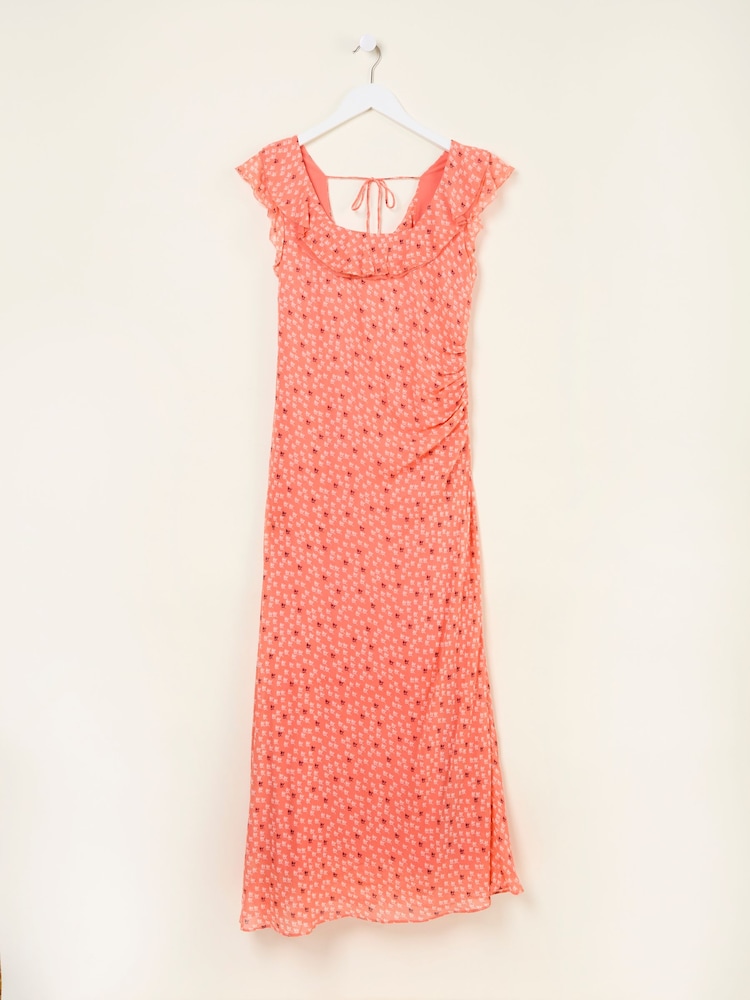 FatFace Sloane Coral Pink Scoop Neck Printed Dress - Image 7 of 7