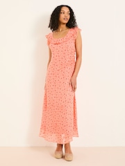 FatFace Sloane Coral Pink Scoop Neck Printed Dress - Image 8 of 14