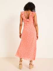 FatFace Sloane Coral Pink Scoop Neck Printed Dress - Image 9 of 14