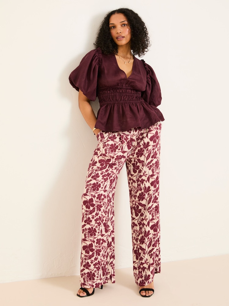 Burdeos - FatFace Printed Satin Trousers - Imagen 1 de 6 Burdeos - FatFace Printed Satin Trousers - Imagen 1 de 6