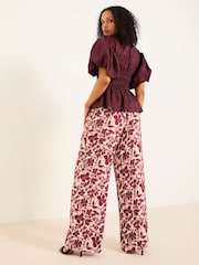 FatFace Kingston Claret Printed Satin Trousers - Image 2 of 6